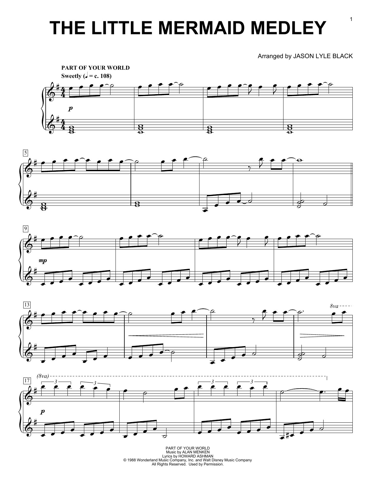 Alan Menken & Howard Ashman The Little Mermaid Medley (arr. Jason Lyle Black) Sheet Music Notes & Chords for Piano - Download or Print PDF