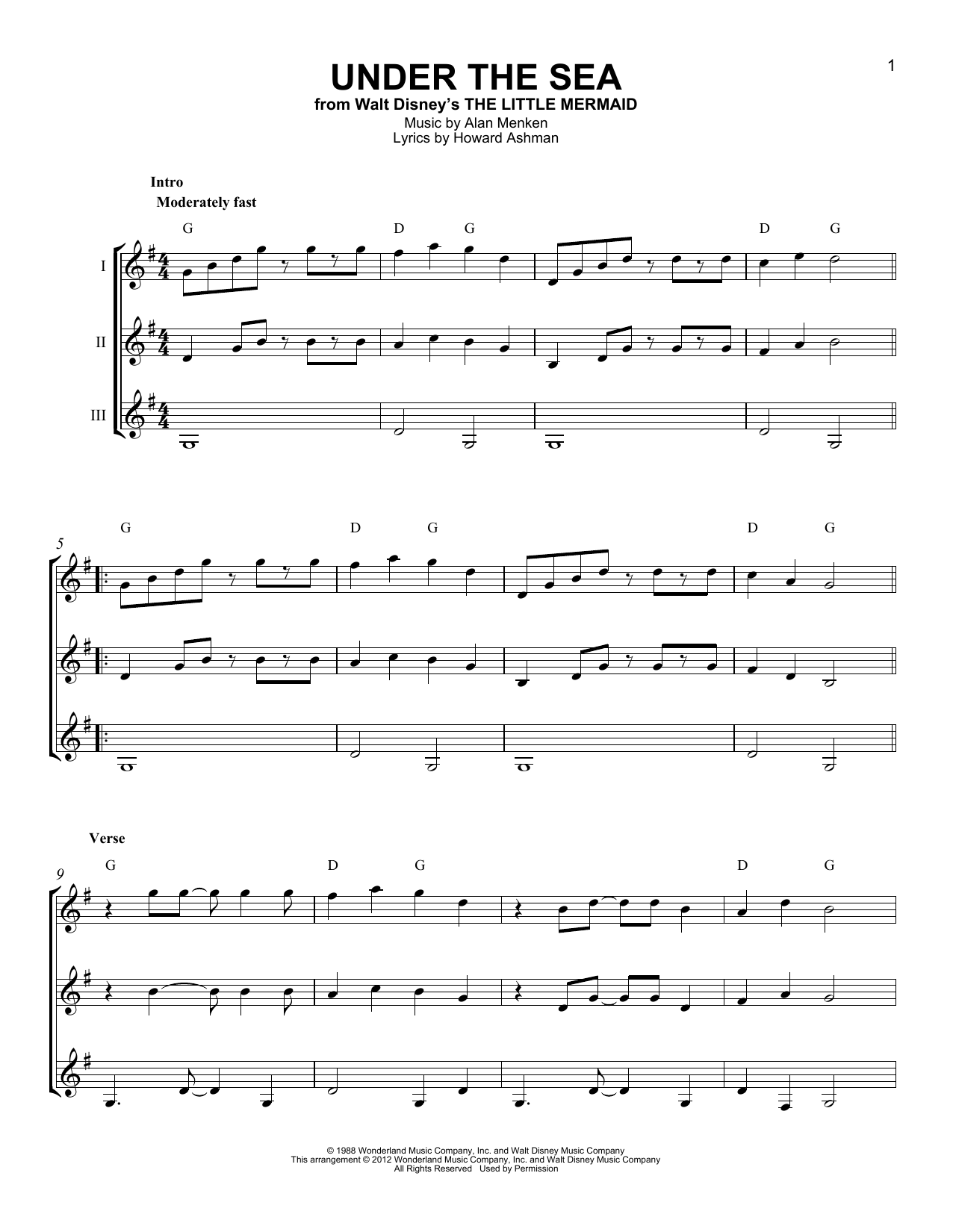 Alan Menken & Howard Ashman Under The Sea (from The Little Mermaid) Sheet Music Notes & Chords for Violin Duet - Download or Print PDF