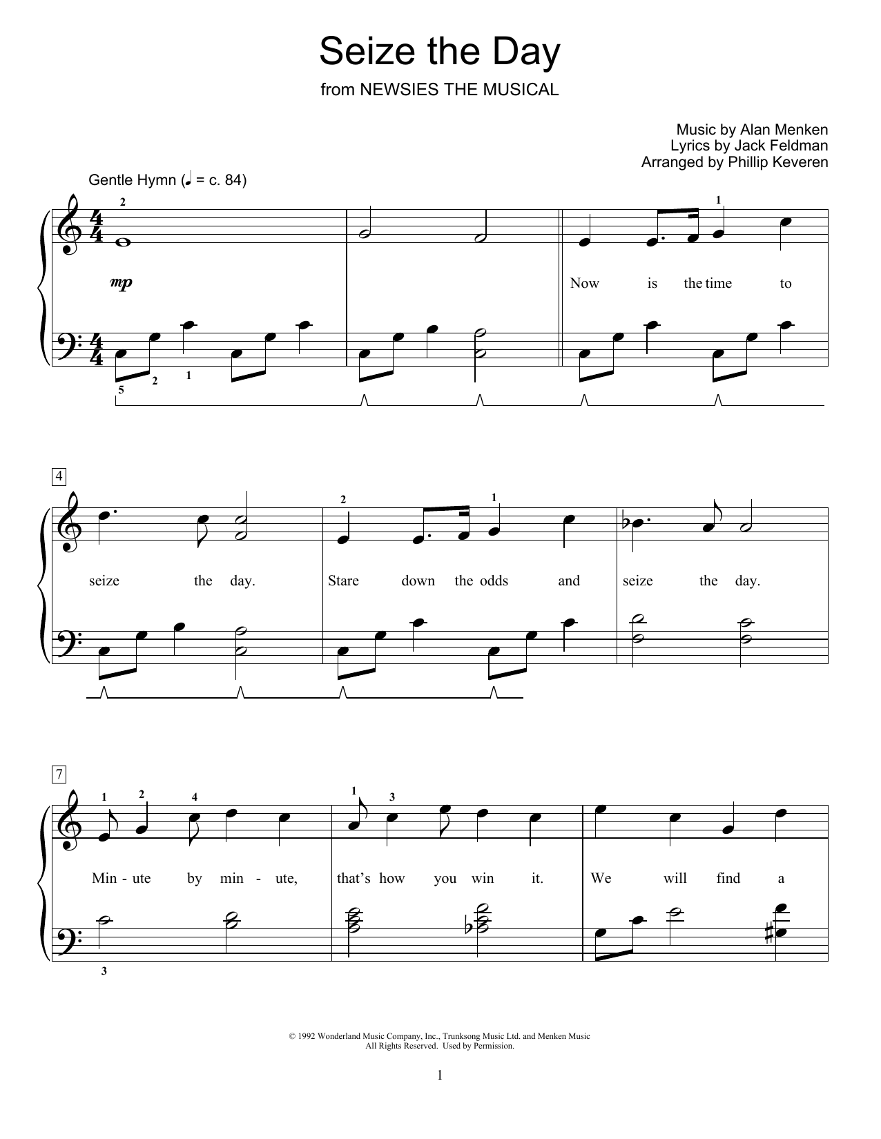 Alan Menken Seize The Day (from Newsies The Musical) (arr. Phillip Keveren) Sheet Music Notes & Chords for Educational Piano - Download or Print PDF