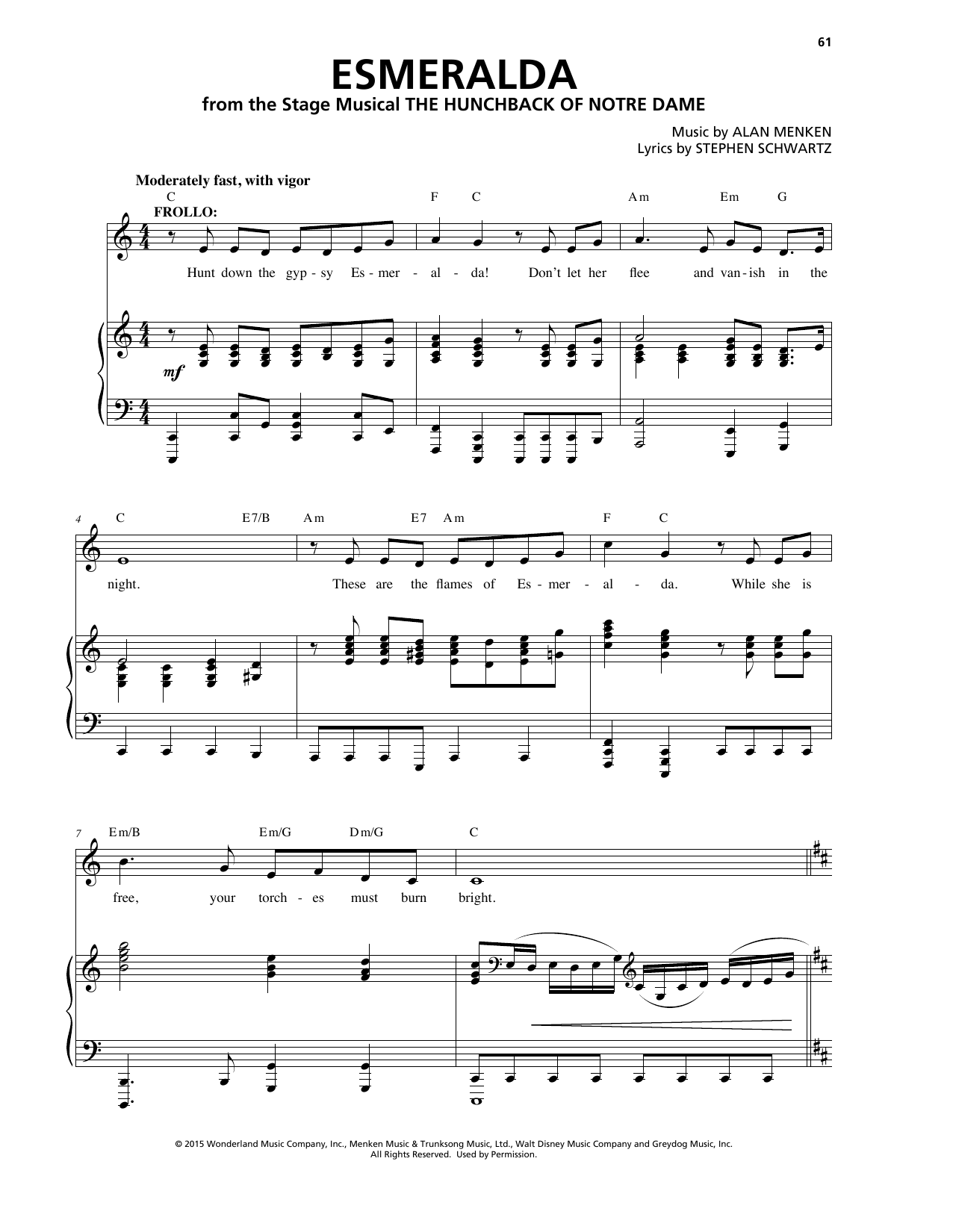 Alan Menken Esmeralda Sheet Music Notes & Chords for Piano & Vocal - Download or Print PDF