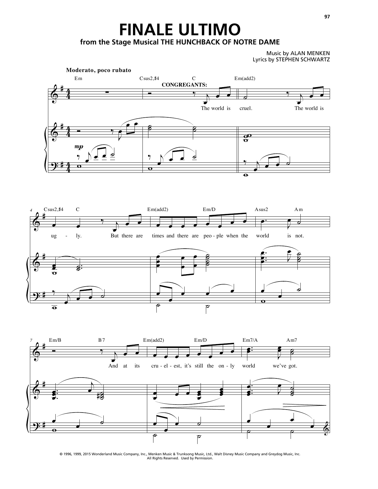 Alan Menken Finale (Ultimo) Sheet Music Notes & Chords for Piano & Vocal - Download or Print PDF