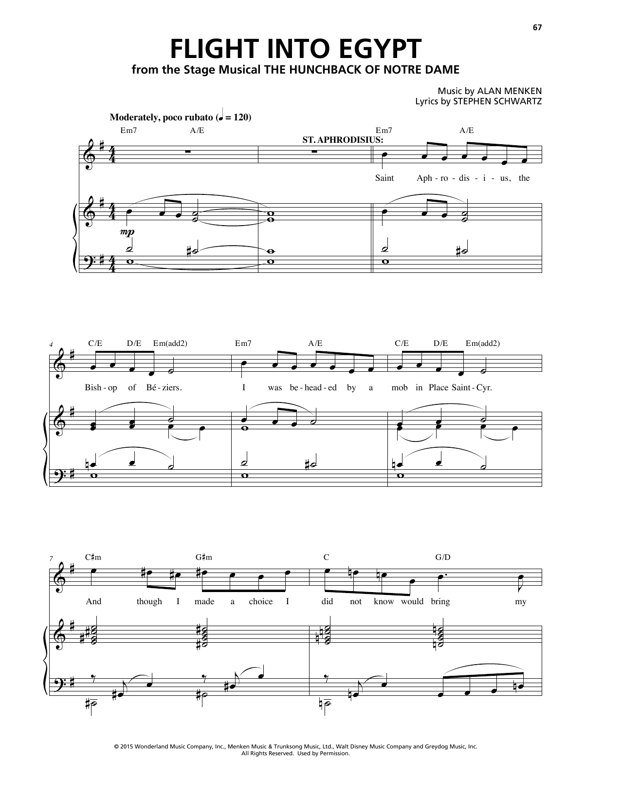 Alan Menken Flight Into Egypt Sheet Music Notes & Chords for Piano & Vocal - Download or Print PDF