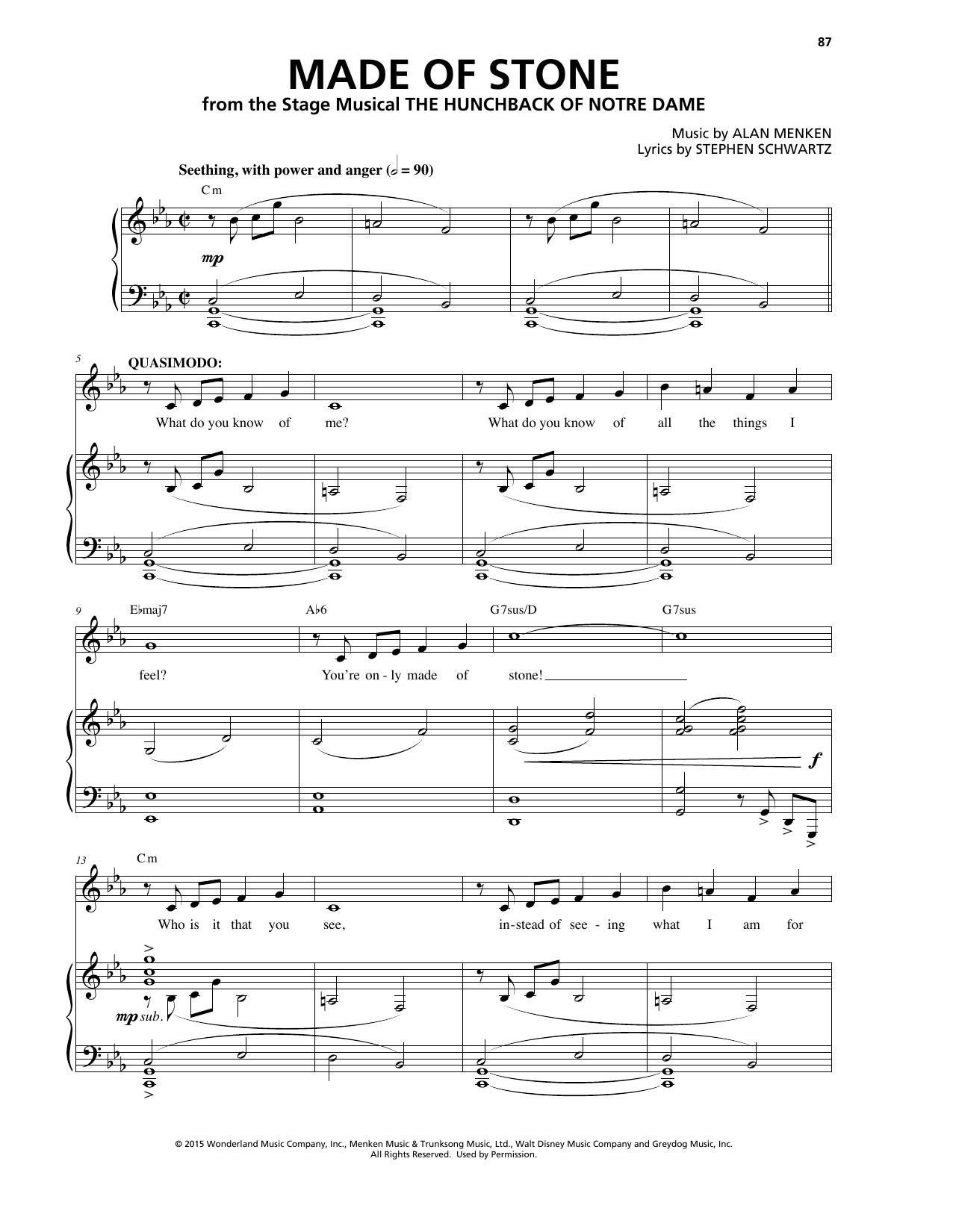 Alan Menken Made Of Stone Sheet Music Notes & Chords for Piano & Vocal - Download or Print PDF