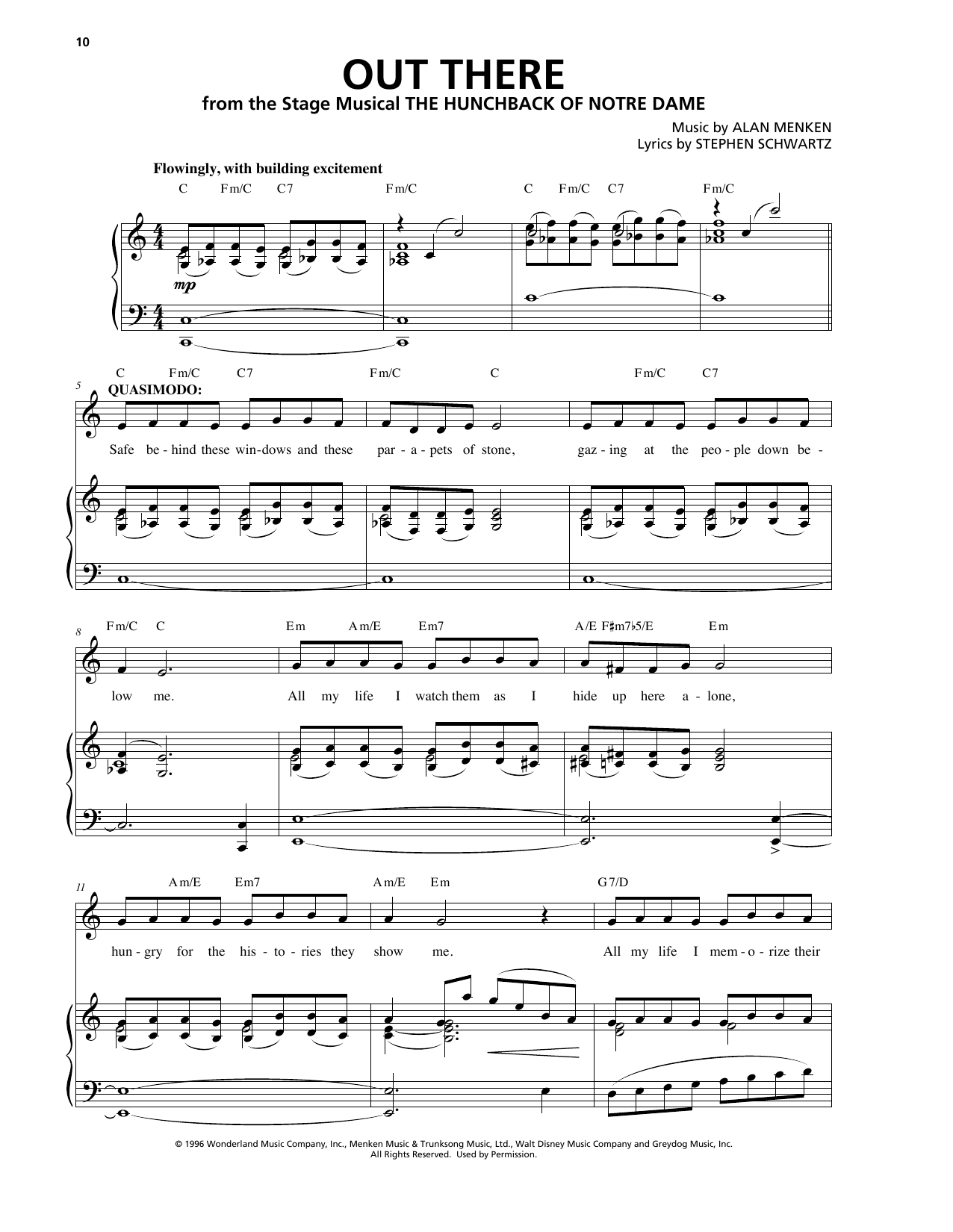 Alan Menken Out There Sheet Music Notes & Chords for Piano & Vocal - Download or Print PDF