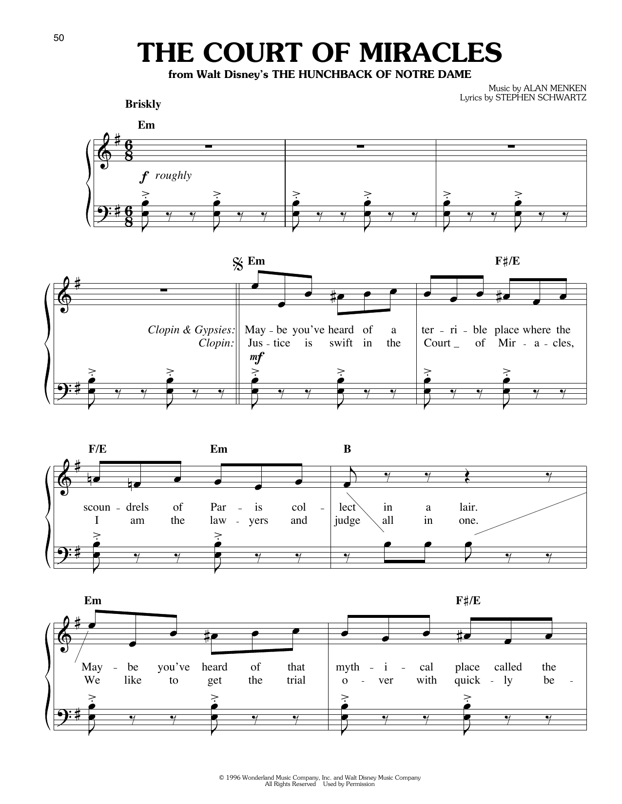 Alan Menken & Stephen Schwartz The Court Of Miracles (from The Hunchback of Notre Dame) Sheet Music Notes & Chords for Easy Piano - Download or Print PDF