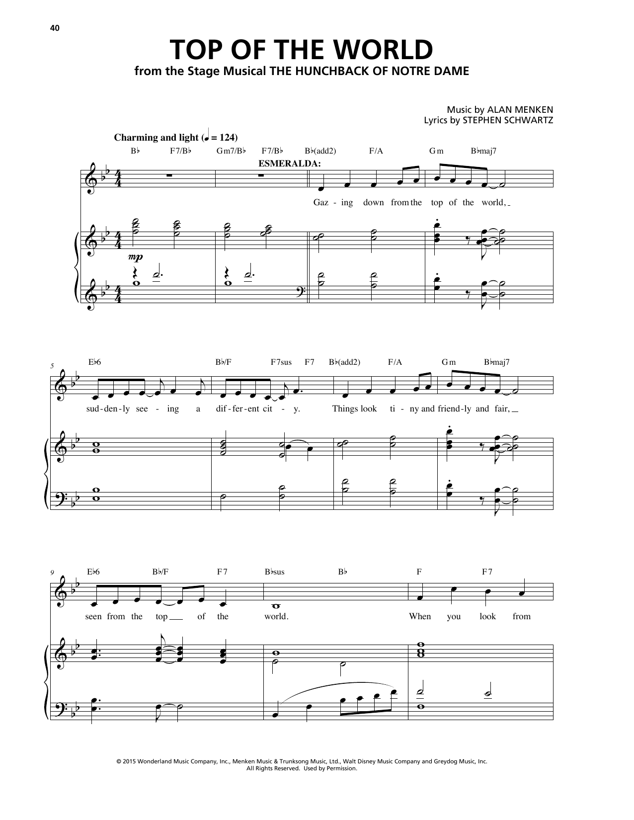 Alan Menken Top Of The World Sheet Music Notes & Chords for Piano & Vocal - Download or Print PDF