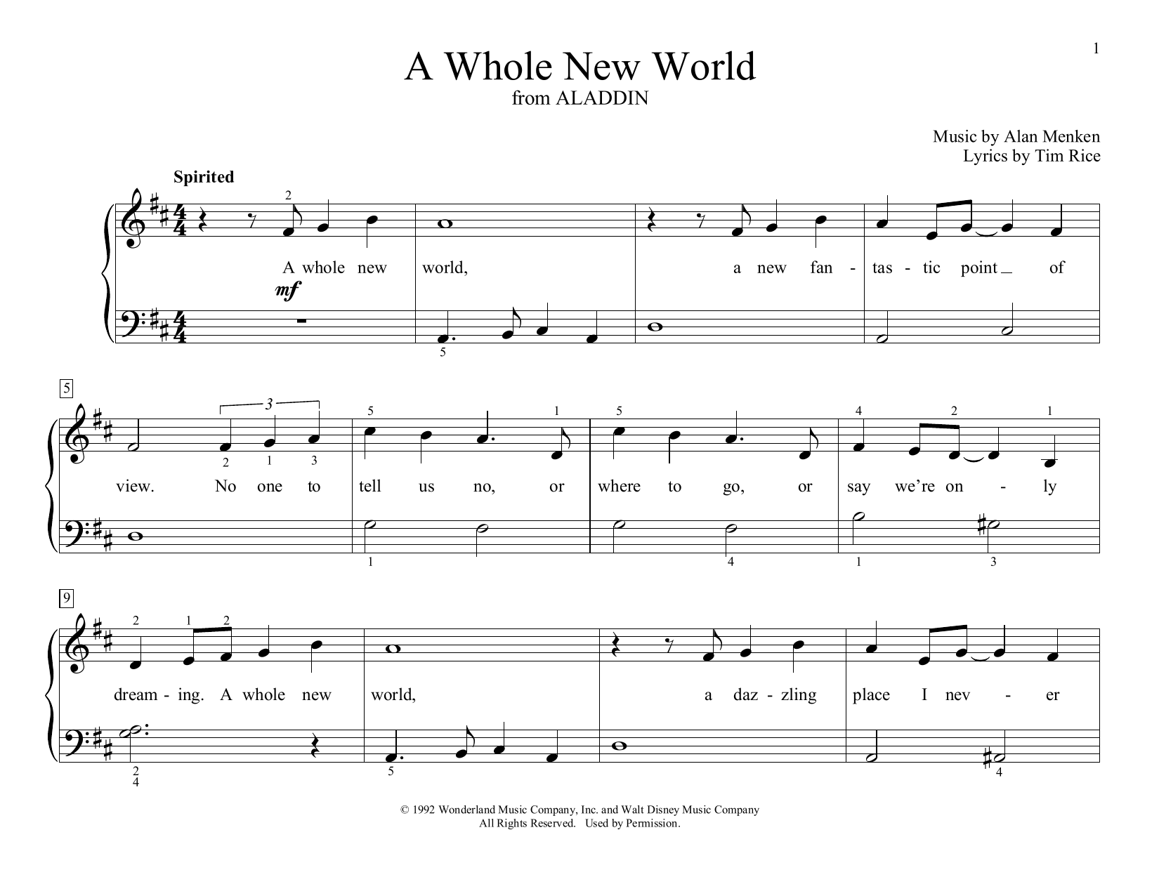 Alan Menken A Whole New World (from Aladdin) (arr. Christopher Hussey) Sheet Music Notes & Chords for Educational Piano - Download or Print PDF