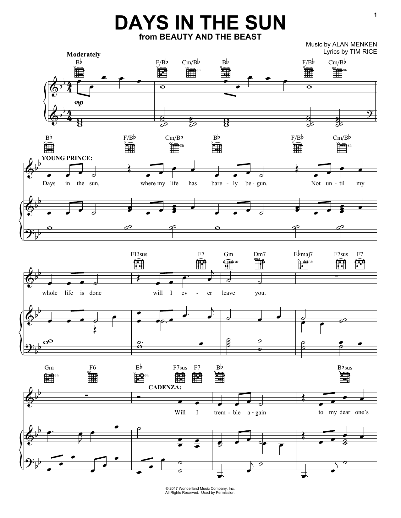 Alan Menken Days In The Sun (from Beauty And The Beast) Sheet Music Notes & Chords for Clarinet - Download or Print PDF