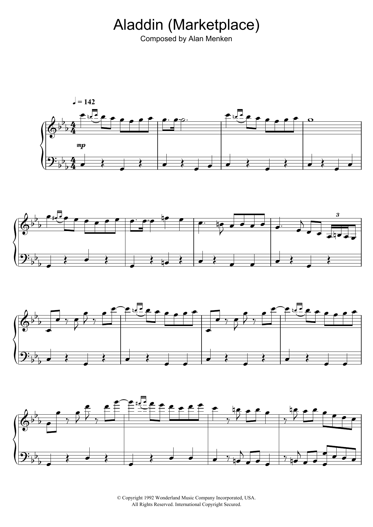 Alan Menken Aladdin (Marketplace) Sheet Music Notes & Chords for Piano - Download or Print PDF