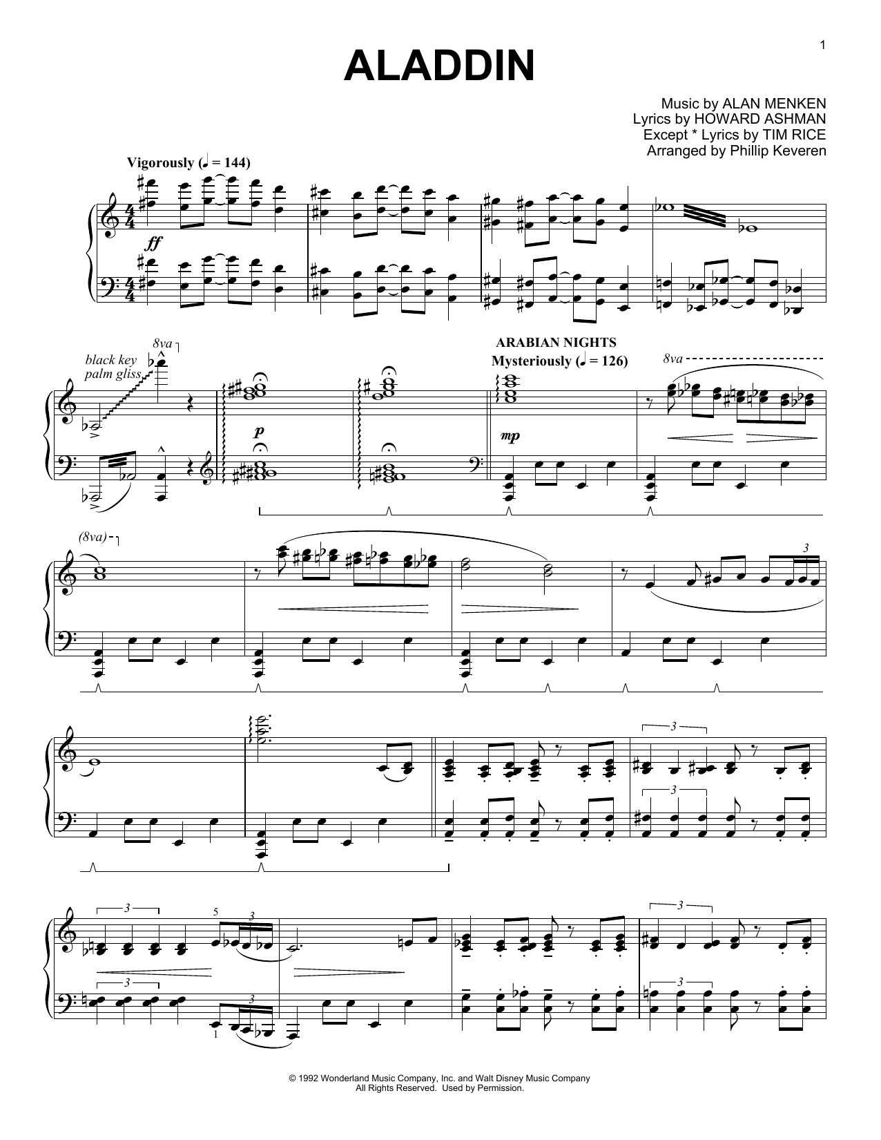 Alan Menken Aladdin Medley (arr. Phillip Keveren) Sheet Music Notes & Chords for Piano - Download or Print PDF