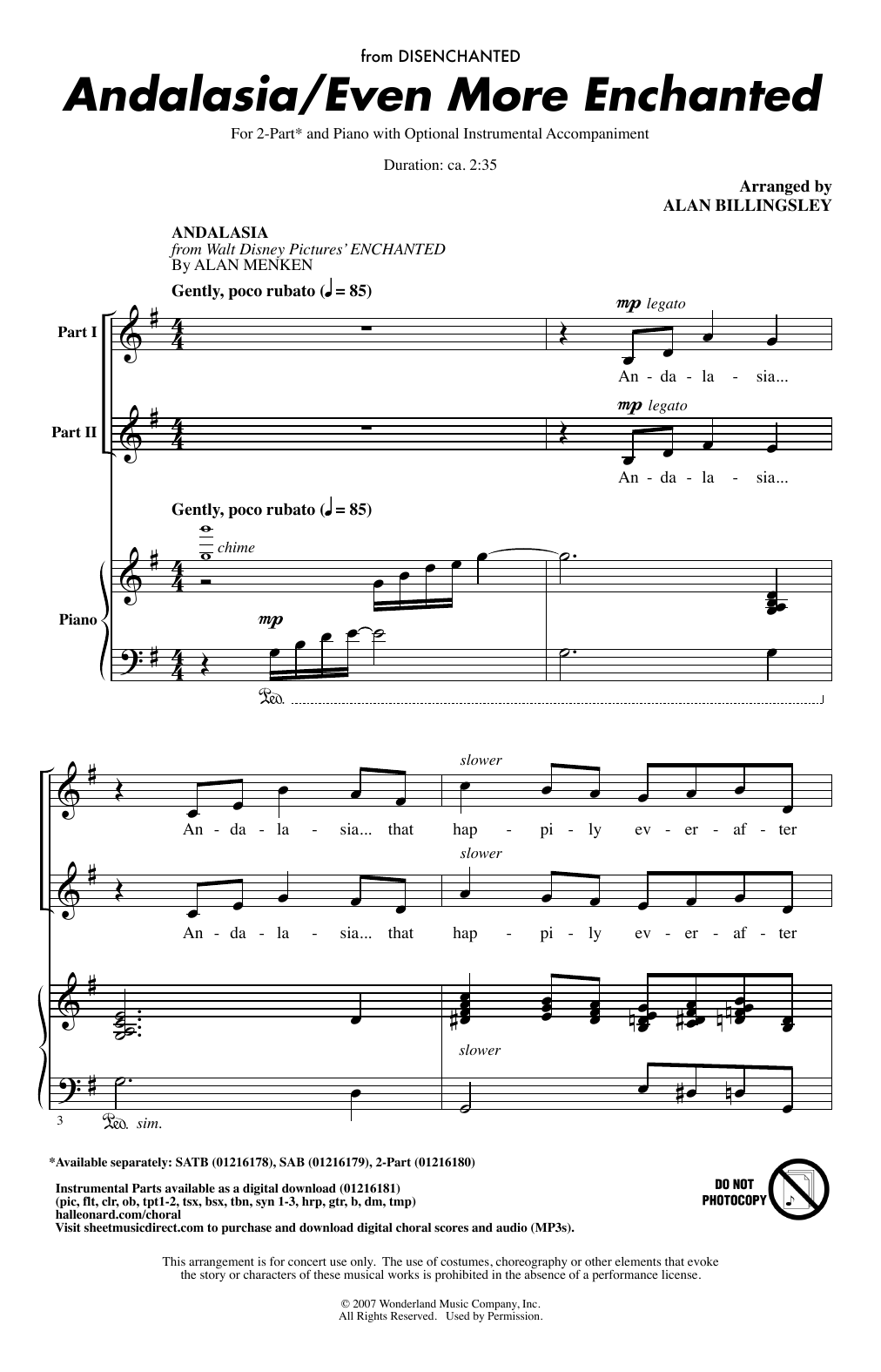Alan Menken Andalasia / Even More Enchanted (arr. Alan Billingsley) Sheet Music Notes & Chords for SAB Choir - Download or Print PDF