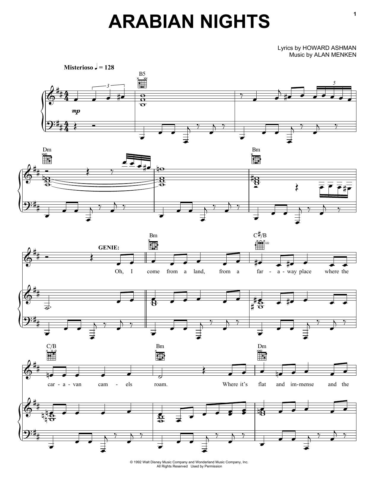 Alan Menken Arabian Nights (from Aladdin: The Broadway Musical) Sheet Music Notes & Chords for Easy Piano - Download or Print PDF