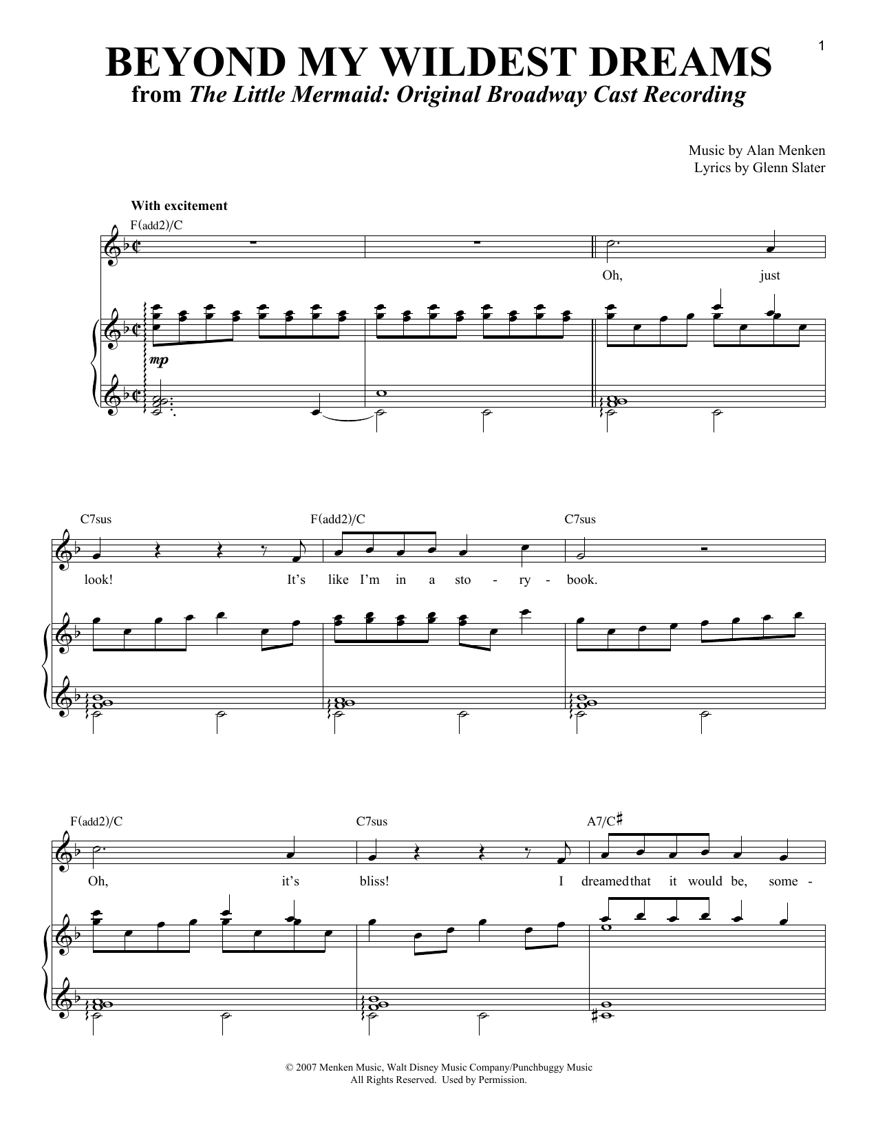 Alan Menken Beyond My Wildest Dreams Sheet Music Notes & Chords for Melody Line, Lyrics & Chords - Download or Print PDF
