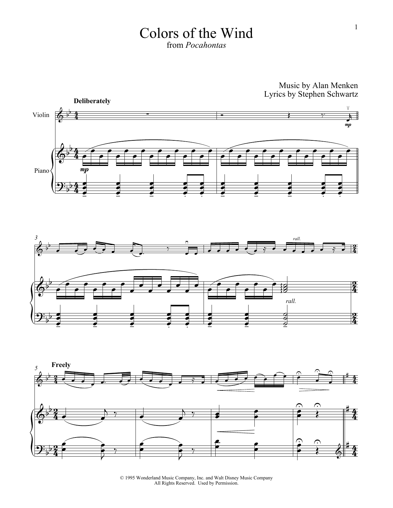 Alan Menken Colors Of The Wind (from Pocahontas) Sheet Music Notes & Chords for Flute and Piano - Download or Print PDF