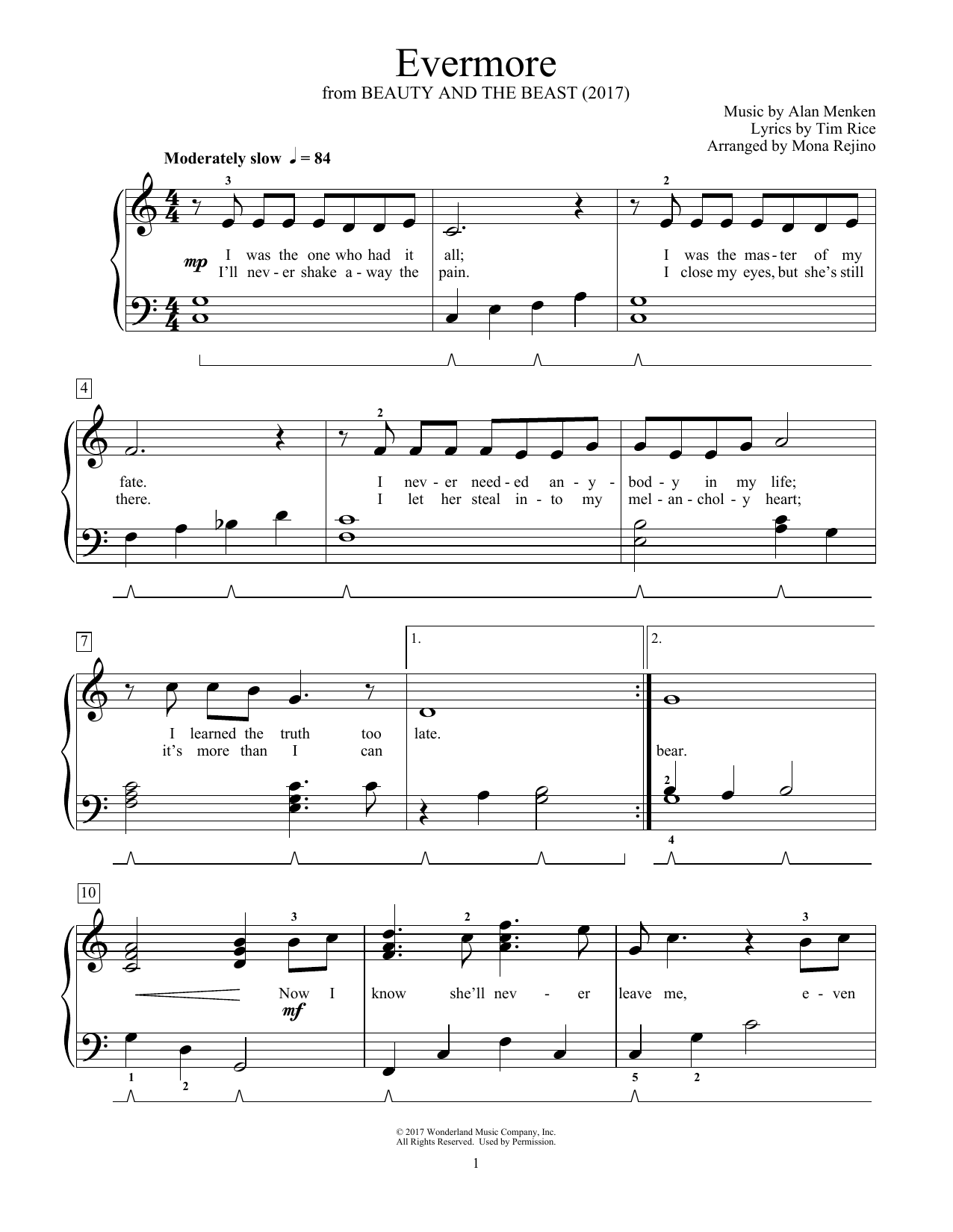 Alan Menken Evermore (from Beauty And The Beast) Sheet Music Notes & Chords for Educational Piano - Download or Print PDF