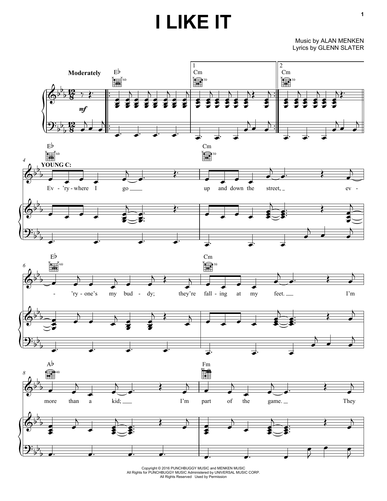 Alan Menken I Like It Sheet Music Notes & Chords for Piano, Vocal & Guitar (Right-Hand Melody) - Download or Print PDF