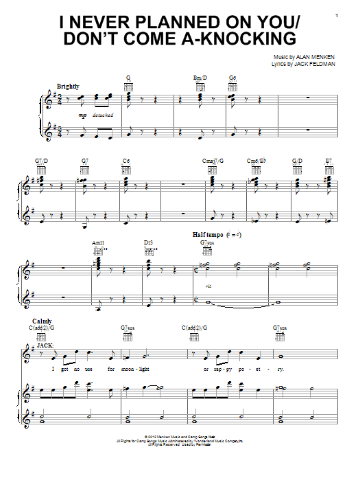 Alan Menken I Never Planned On You/Don't Come A-Knocking Sheet Music Notes & Chords for Piano & Vocal - Download or Print PDF
