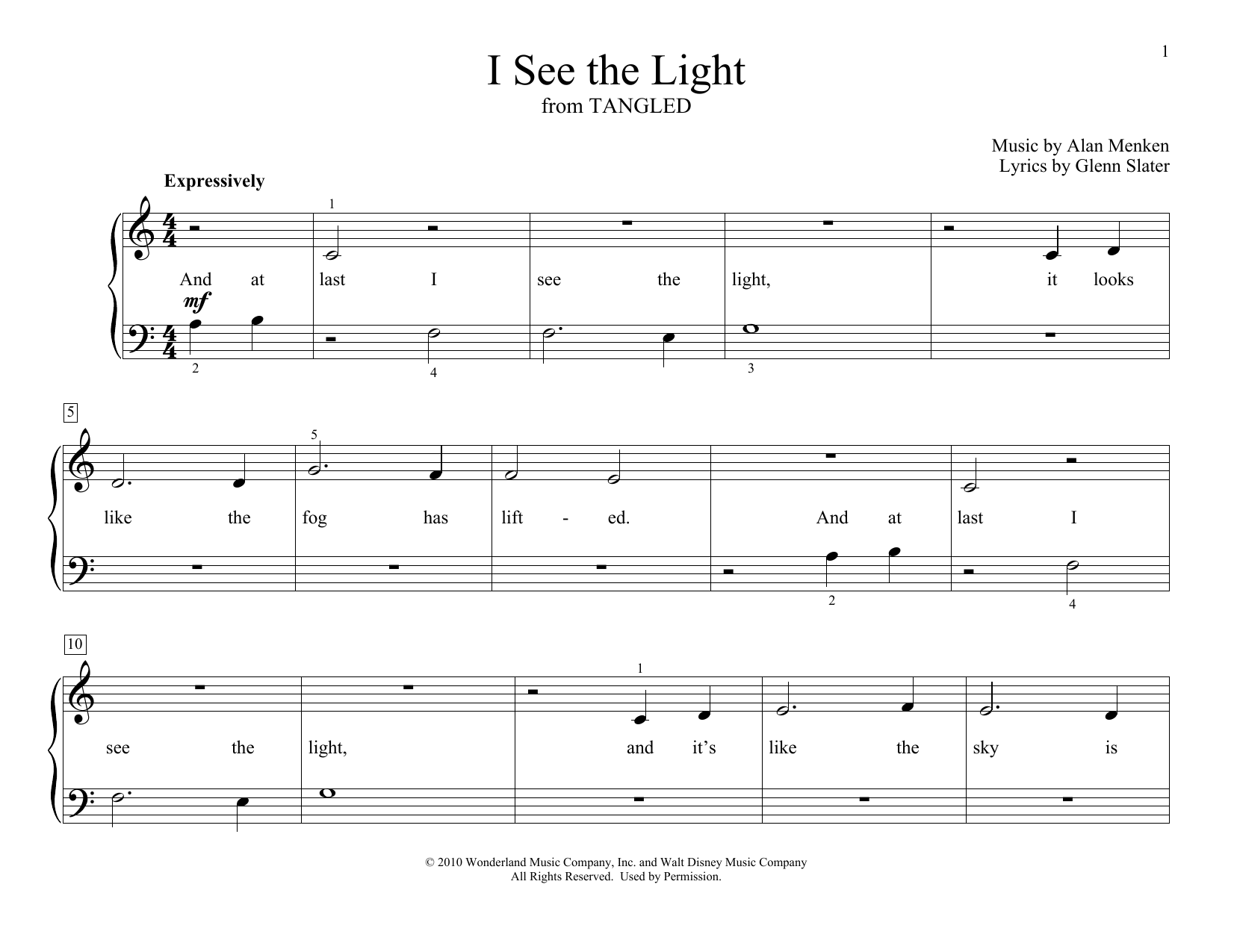 Alan Menken I See The Light (from Disney's Tangled) (arr. Christopher Hussey) Sheet Music Notes & Chords for Educational Piano - Download or Print PDF