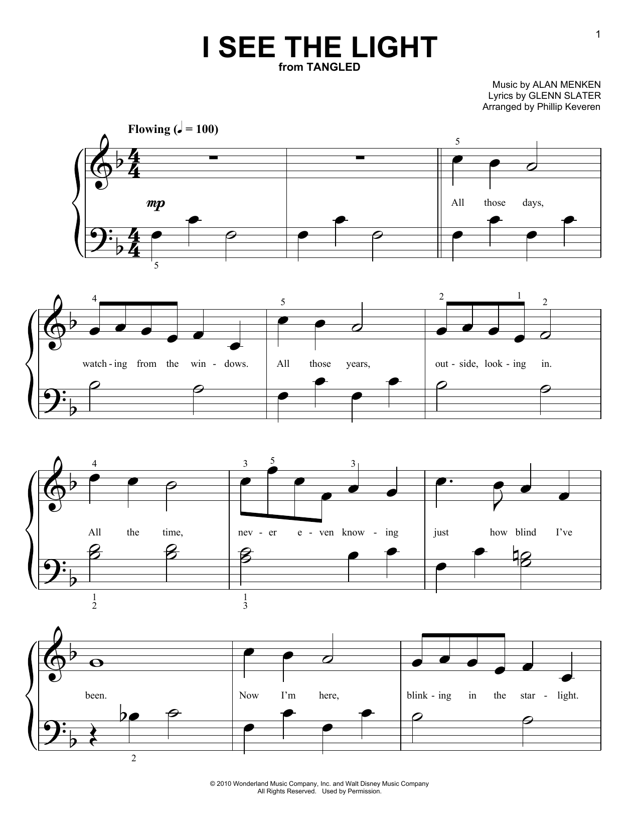 Alan Menken I See The Light (from Disney's Tangled) (arr. Phillip Keveren) Sheet Music Notes & Chords for Big Note Piano - Download or Print PDF