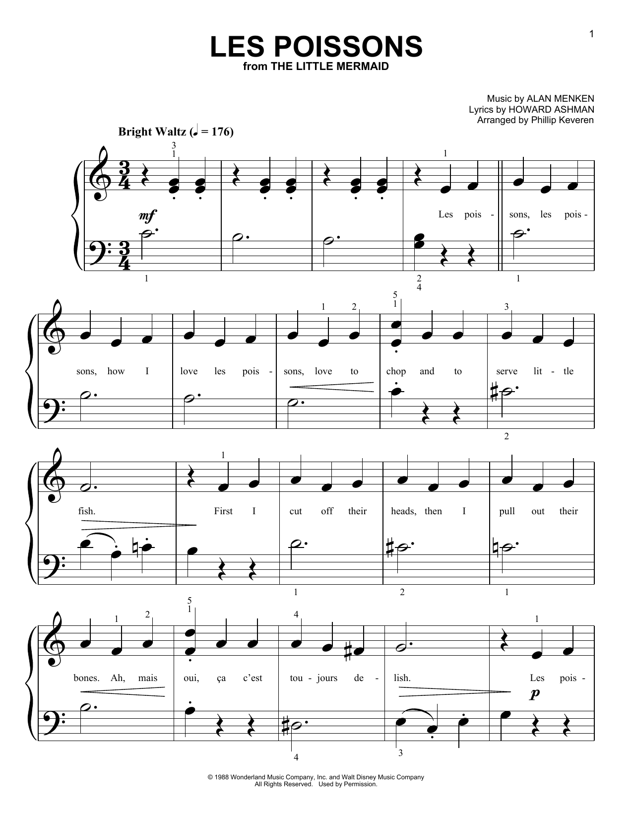 Alan Menken Les Poissons (from The Little Mermaid) (arr. Phillip Keveren) Sheet Music Notes & Chords for Big Note Piano - Download or Print PDF