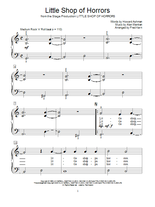Alan Menken Little Shop Of Horrors (from Little Shop of Horrors) (arr. Fred Kern) Sheet Music Notes & Chords for Educational Piano - Download or Print PDF