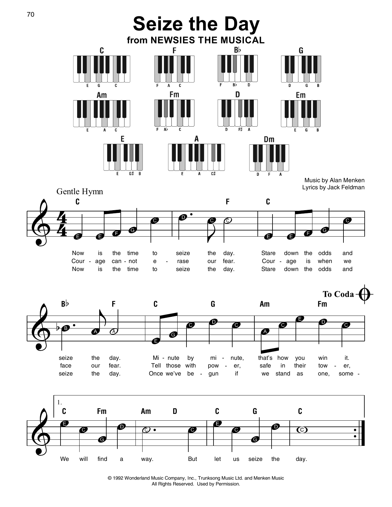 Alan Menken Seize The Day (from Newsies) Sheet Music Notes & Chords for Super Easy Piano - Download or Print PDF