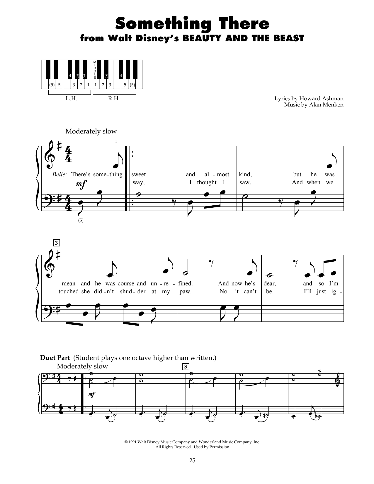 Alan Menken Something There (from Beauty And The Beast) Sheet Music Notes & Chords for 5-Finger Piano - Download or Print PDF