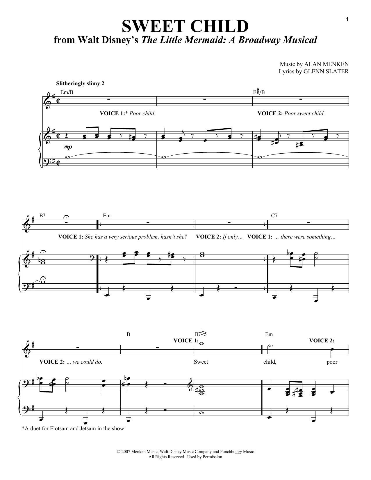 Alan Menken Sweet Child Sheet Music Notes & Chords for Vocal Duet - Download or Print PDF