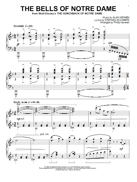 Alan Menken The Bells Of Notre Dame [Classical version] (arr. Phillip Keveren) Sheet Music Notes & Chords for Piano - Download or Print PDF