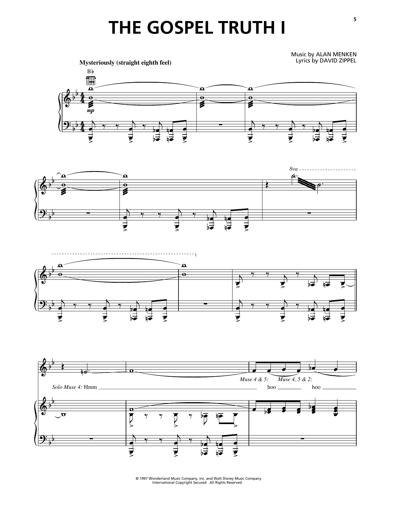 Alan Menken The Gospel Truth I (from Hercules) Sheet Music Notes & Chords for Piano, Vocal & Guitar Chords (Right-Hand Melody) - Download or Print PDF