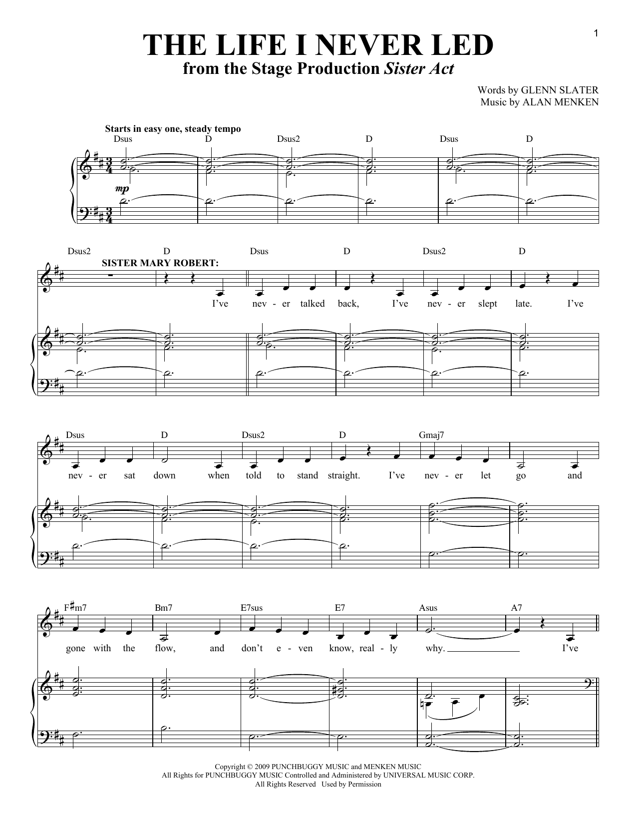 Alan Menken The Life I Never Led Sheet Music Notes & Chords for Piano & Vocal - Download or Print PDF