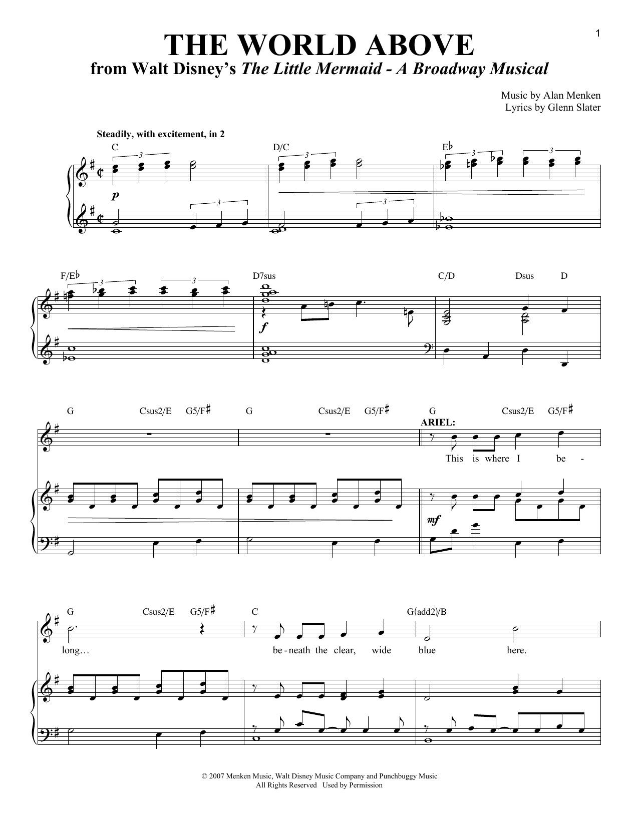 Alan Menken The World Above Sheet Music Notes & Chords for Piano & Vocal - Download or Print PDF