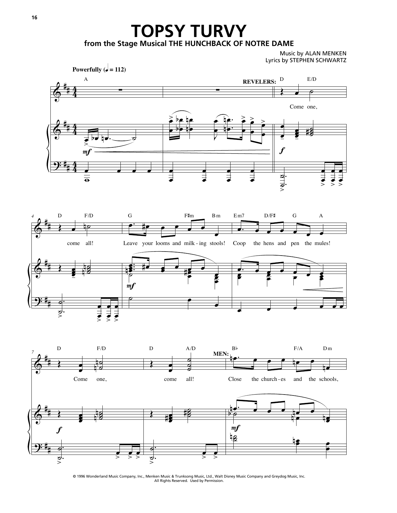 Alan Menken Topsy Turvy (Topsy Turvy Part 2) Sheet Music Notes & Chords for Piano & Vocal - Download or Print PDF