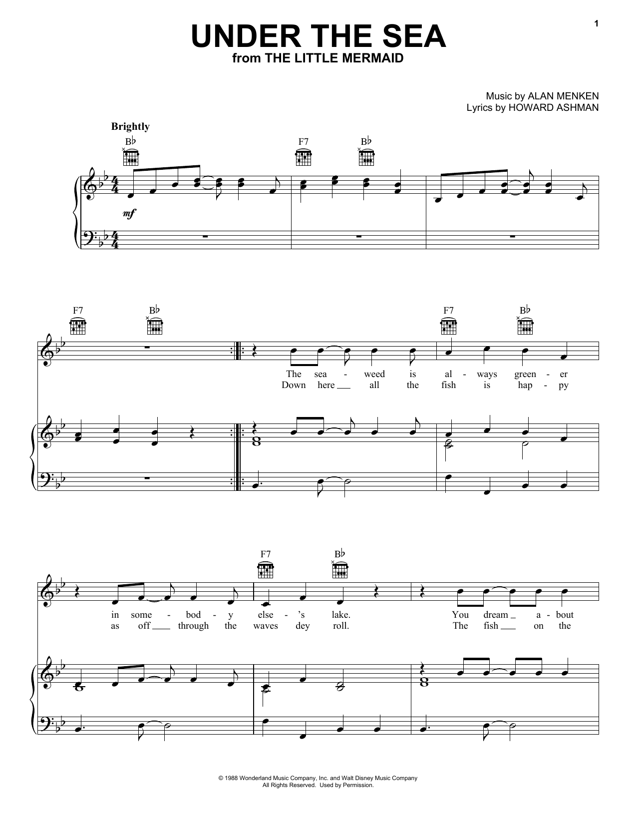 Alan Menken Under The Sea (from The Little Mermaid) Sheet Music Notes & Chords for Ukulele Ensemble - Download or Print PDF