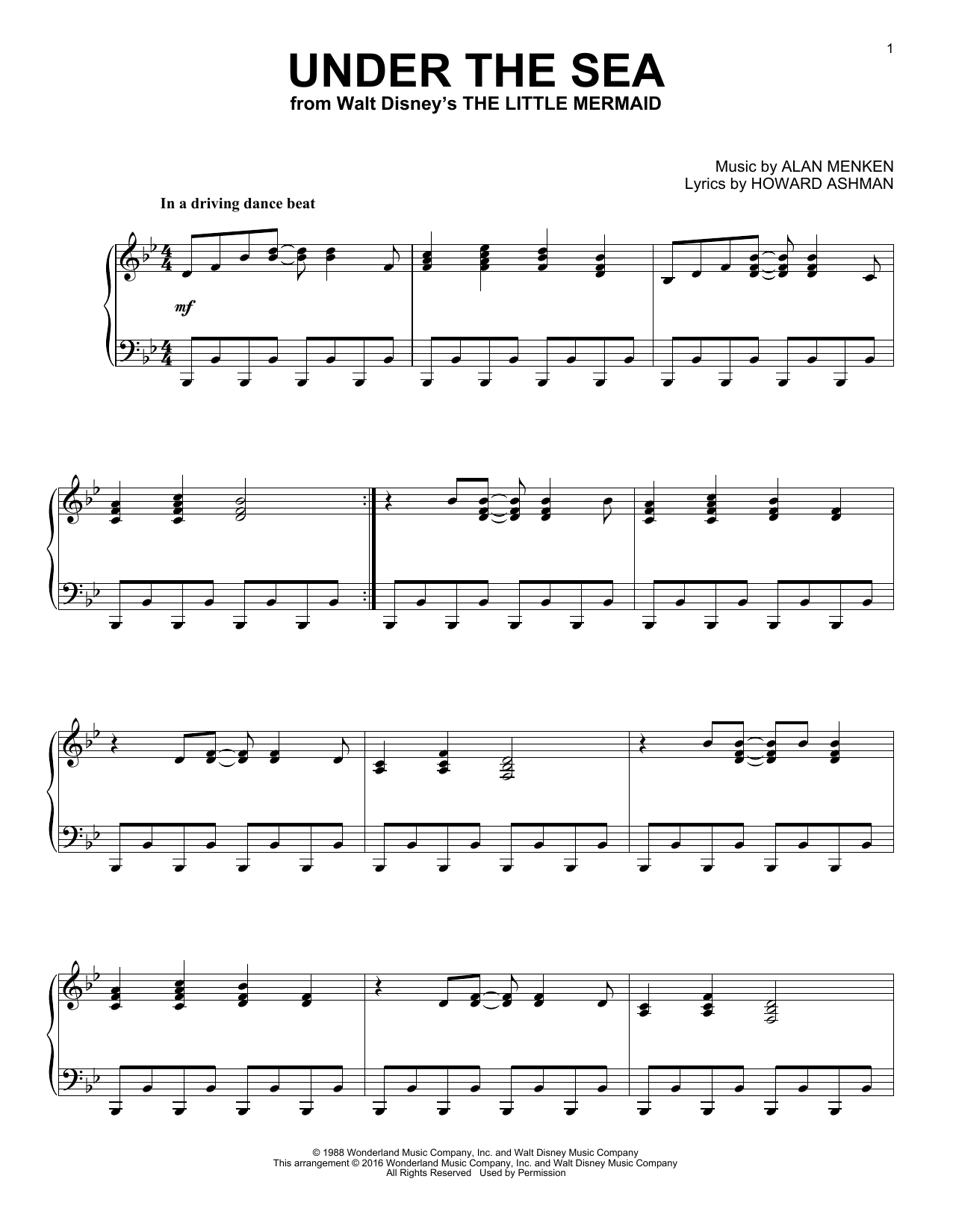 Alan Menken Under The Sea [Jazz version] (from The Little Mermaid) Sheet Music Notes & Chords for Piano - Download or Print PDF