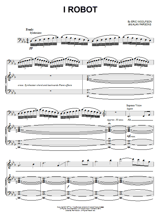 Alan Parsons Project I Robot Sheet Music Notes & Chords for Piano, Vocal & Guitar (Right-Hand Melody) - Download or Print PDF