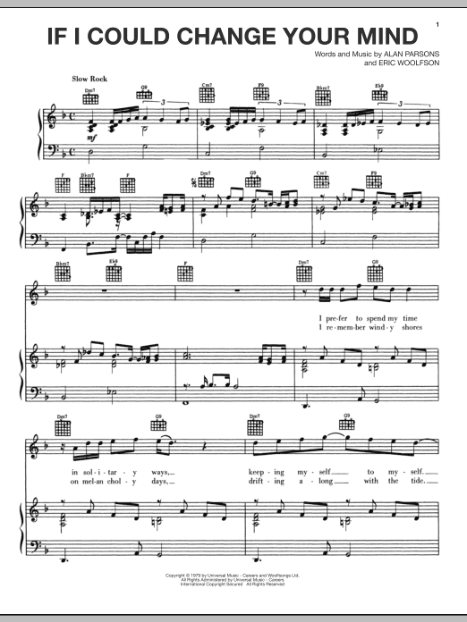 Alan Parsons Project If I Could Change Your Mind Sheet Music Notes & Chords for Piano, Vocal & Guitar (Right-Hand Melody) - Download or Print PDF