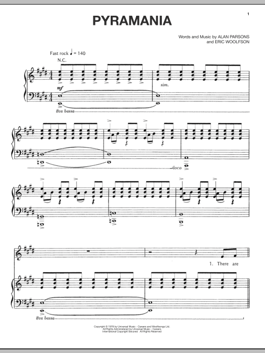 Alan Parsons Project Pyramania Sheet Music Notes & Chords for Piano, Vocal & Guitar (Right-Hand Melody) - Download or Print PDF