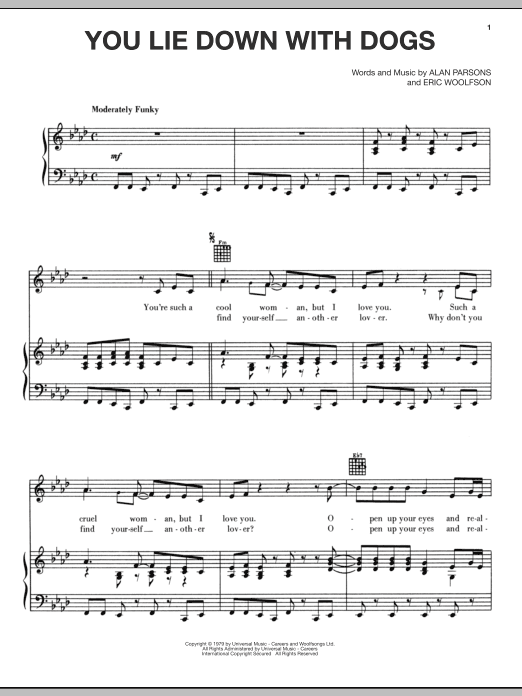 Alan Parsons Project You Lie Down With Dogs Sheet Music Notes & Chords for Piano, Vocal & Guitar (Right-Hand Melody) - Download or Print PDF