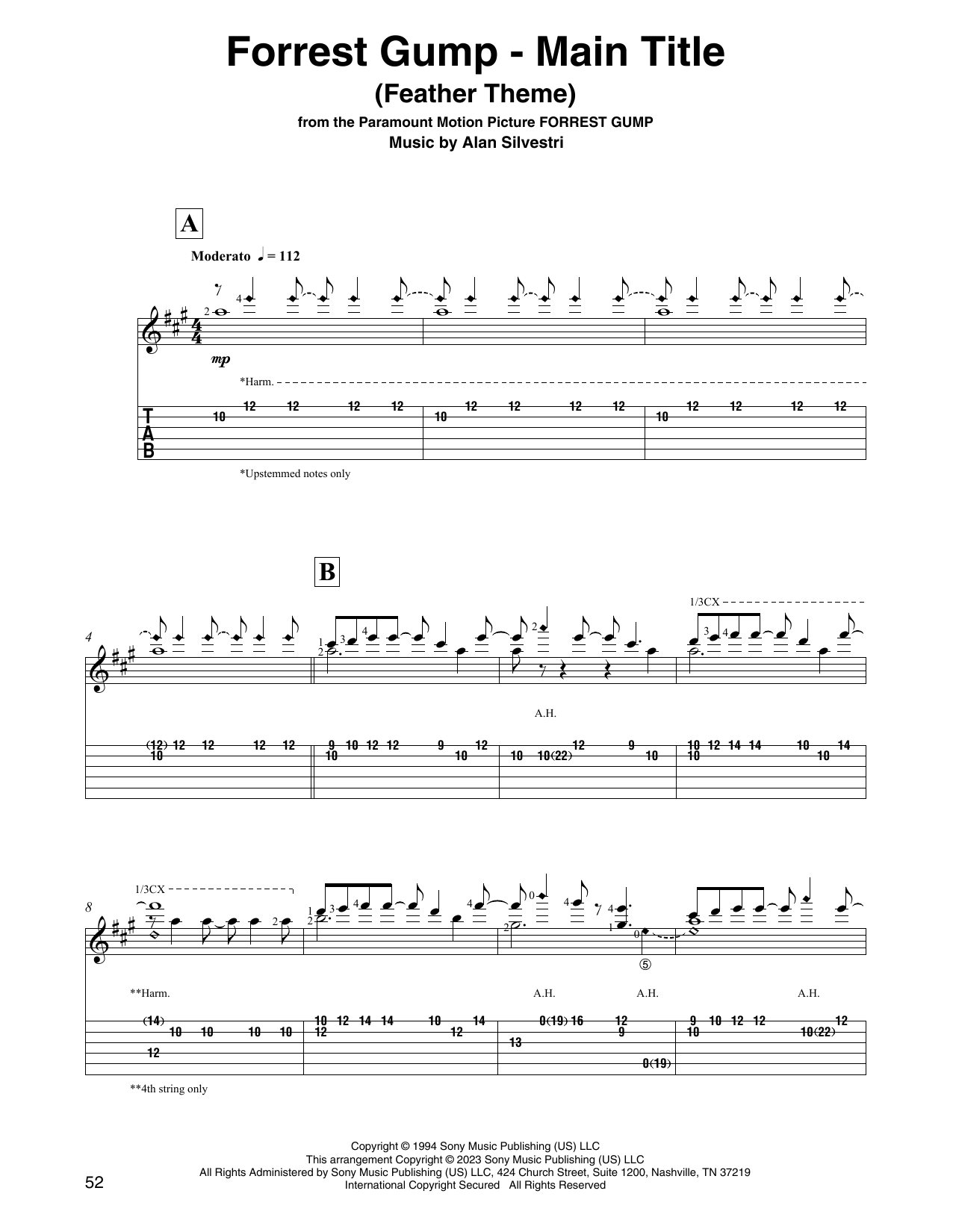 Alan Silvestri Forrest Gump - Main Title (Feather Theme) (arr. David Jaggs) Sheet Music Notes & Chords for Solo Guitar - Download or Print PDF