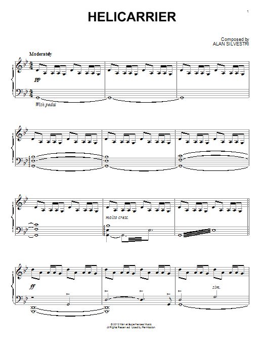 Alan Silvestri Helicarrier (from The Avengers) Sheet Music Notes & Chords for Piano - Download or Print PDF