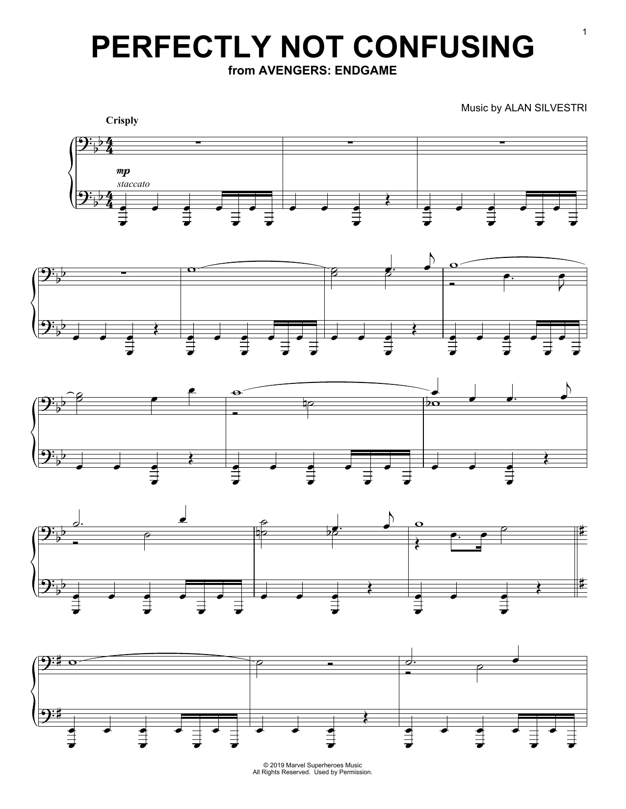 Alan Silvestri Perfectly Not Confusing (from Avengers: Endgame) Sheet Music Notes & Chords for Piano Solo - Download or Print PDF
