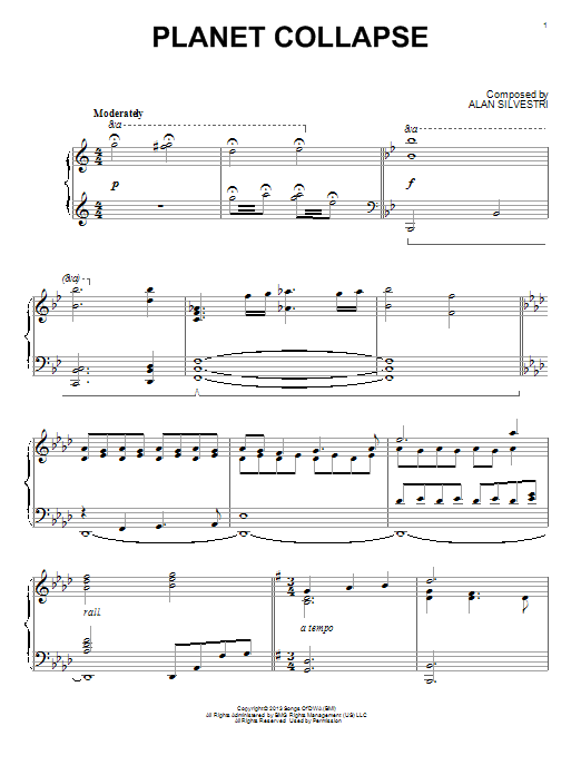 Alan Silvestri Planet Collapse (from The Croods) Sheet Music Notes & Chords for Piano - Download or Print PDF