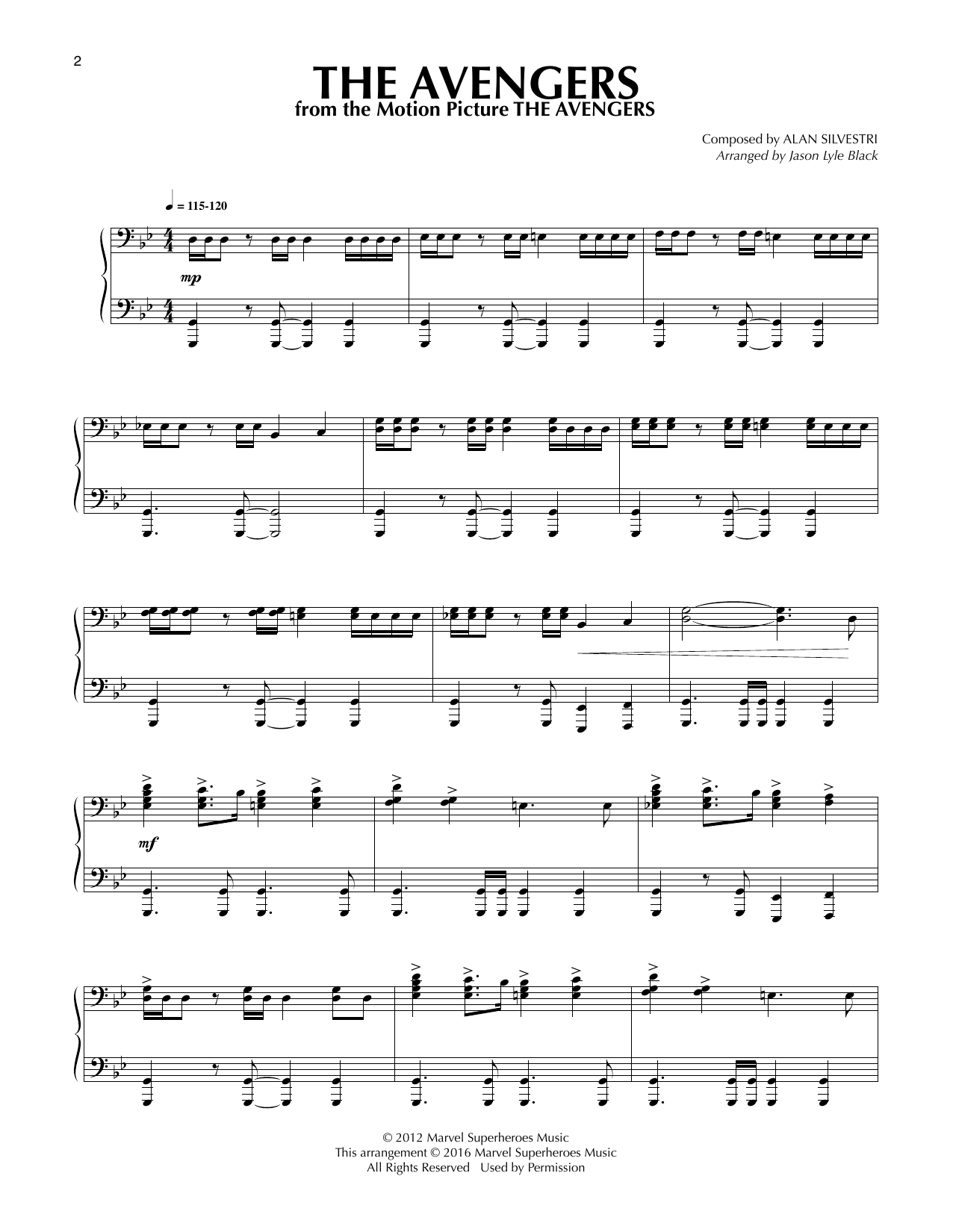 Alan Silvestri The Avengers (arr. Jason Lyle Black) Sheet Music Notes & Chords for Piano - Download or Print PDF