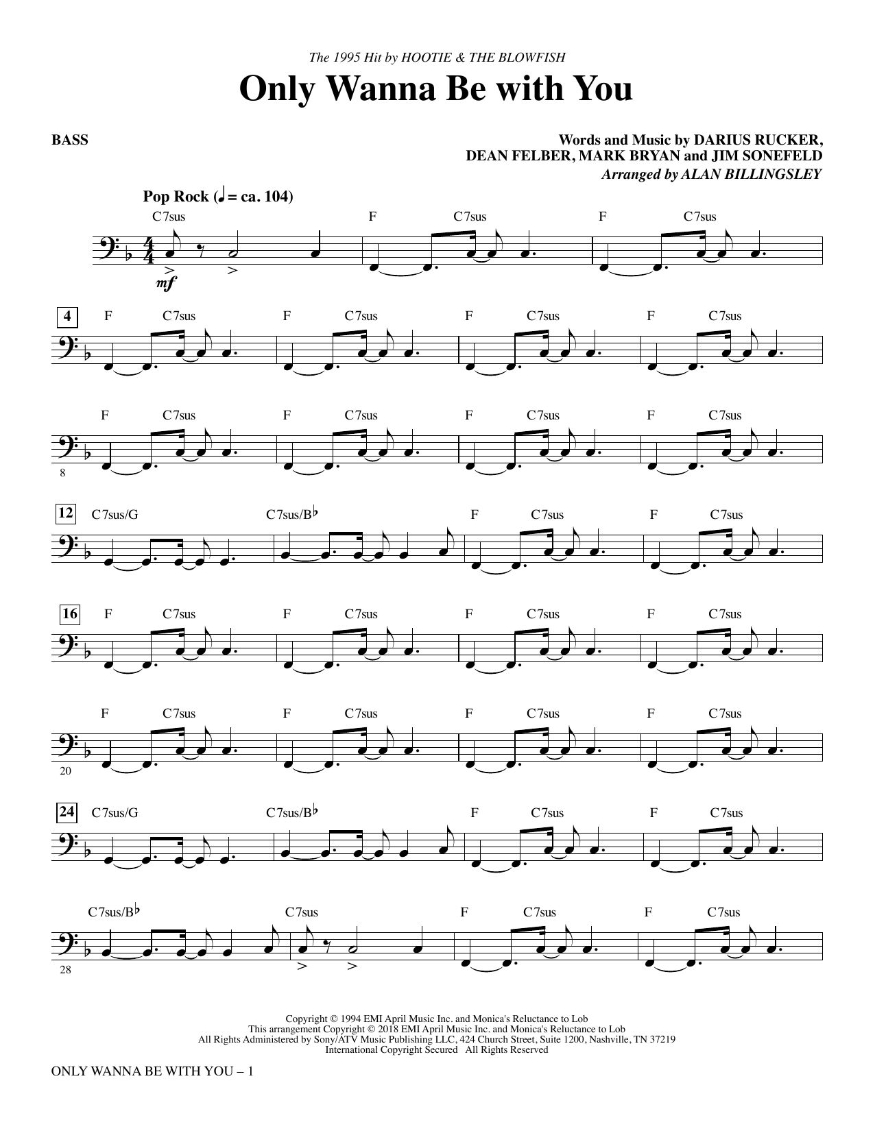 Alan Billingsley Only Wanna Be With You Bass Sheet Music Download Pdf Score 3231