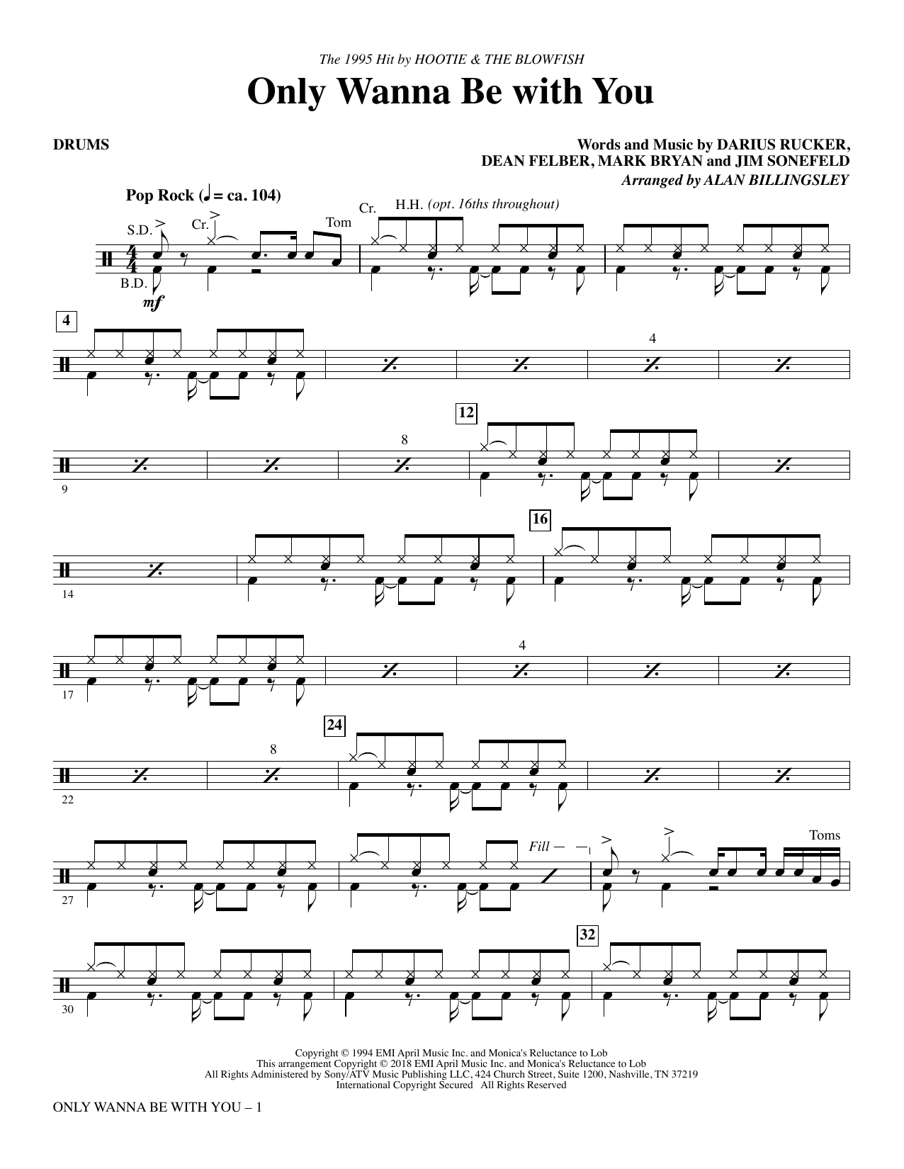 Only Wanna Be with You - Drums sheet music