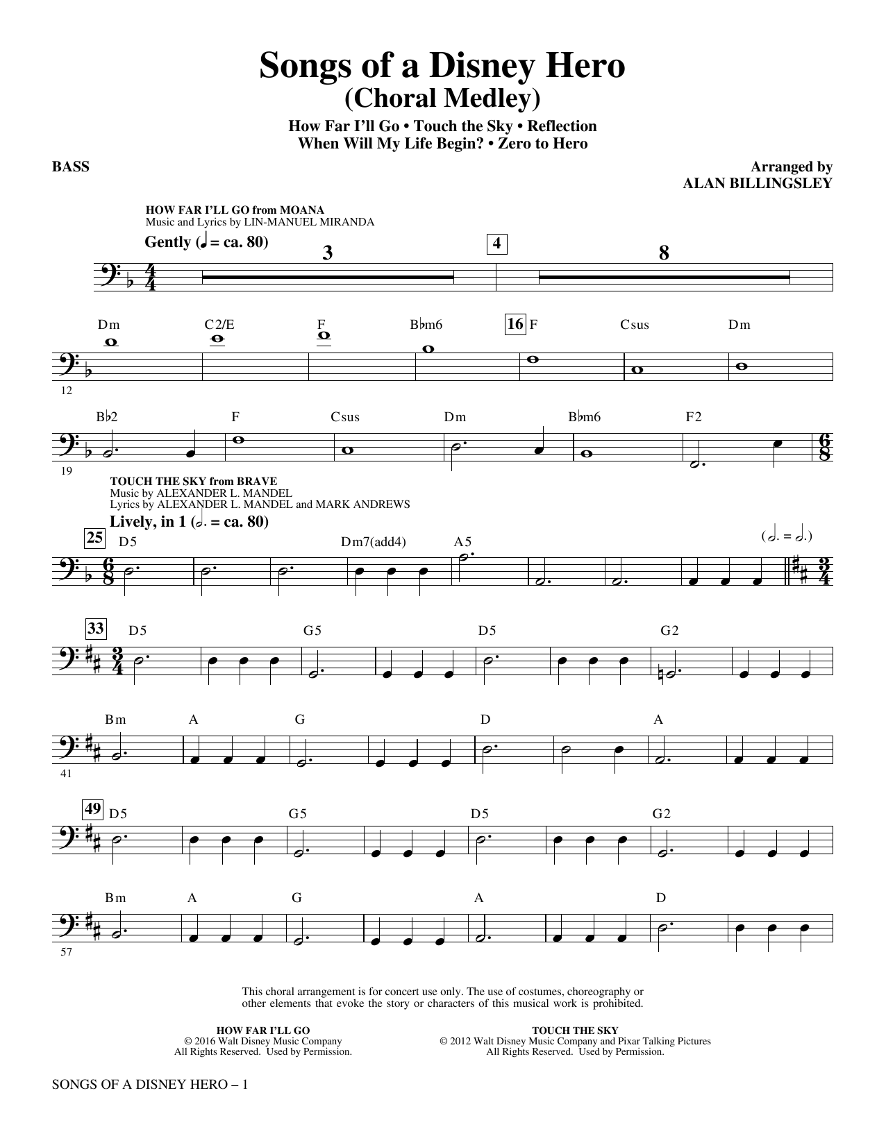 Preview Alan Billingsley Songs of a Disney Hero - Bass Children sheet music, notes and chords for Choir Instrumental Pak, SKU: 380445 Songs of a Disney Hero - Bass sheet music
