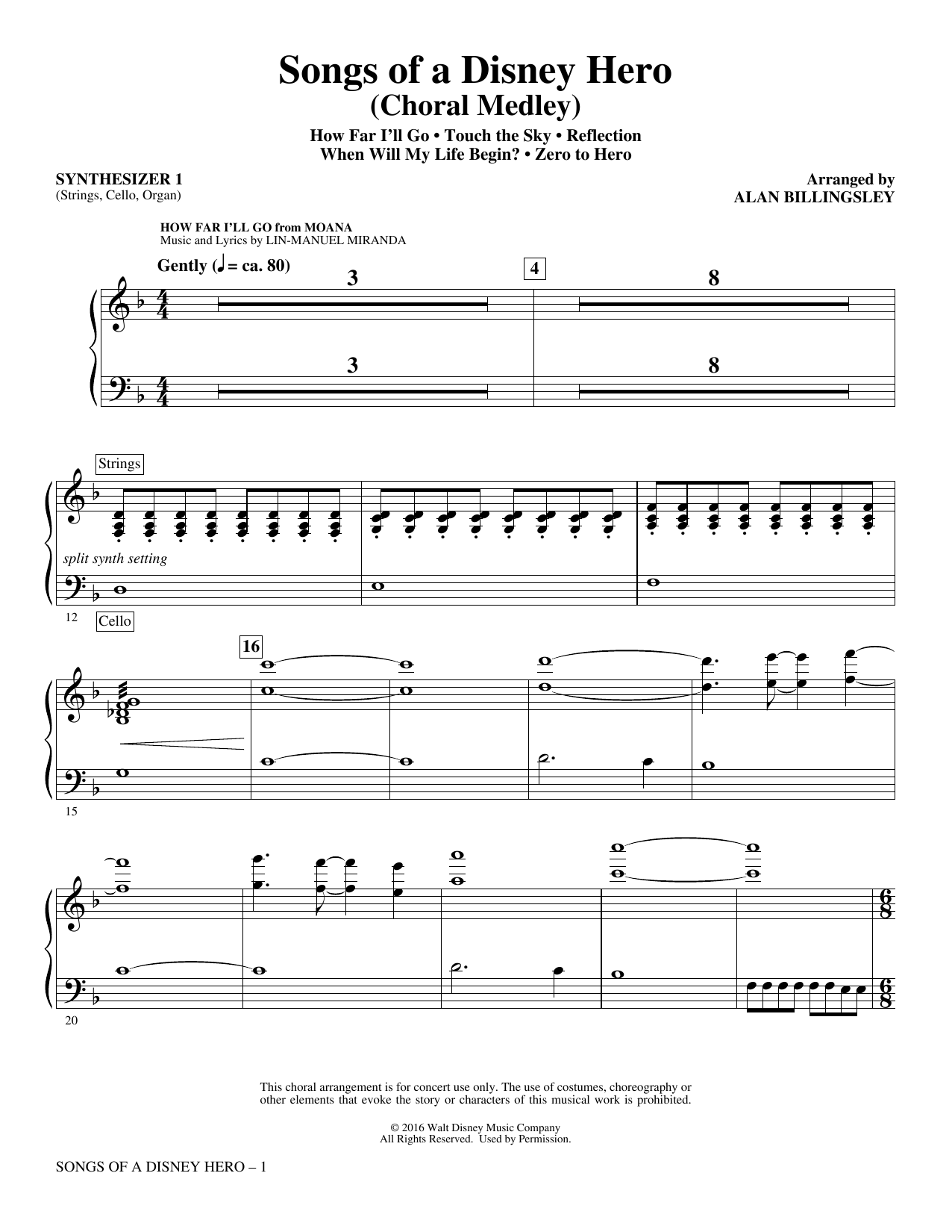 Songs of a Disney Hero - Synthesizer I sheet music