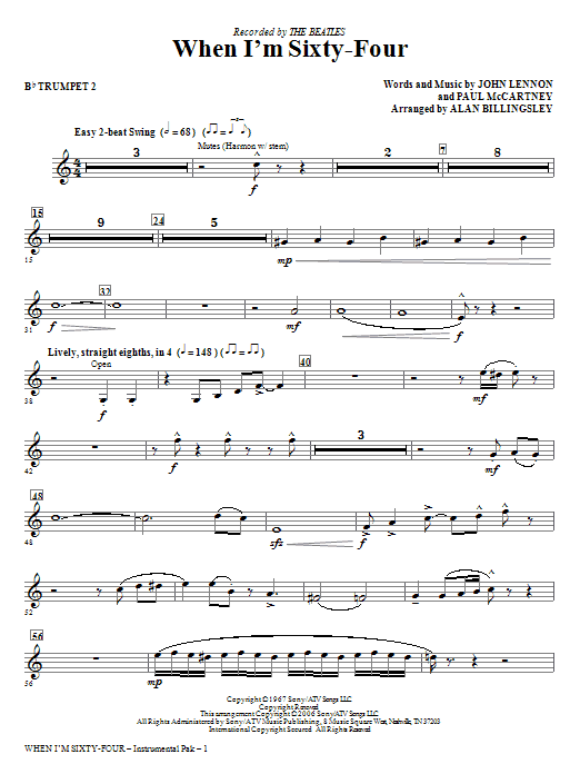 Alan Billingsley When I M Sixty Four Trumpet 2 Sheet Music Download Pdf Score