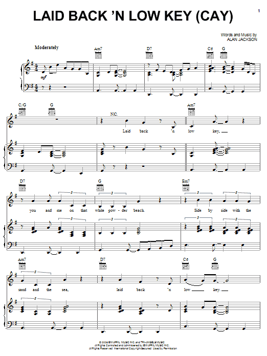 Laid Back 'N Low Key (Cay) sheet music
